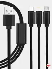 Голубой кабель для зарядки 3 в 1 USB ( iPhone Lightening / Micro USB / Type - C ) универсальный