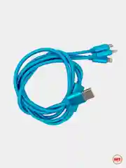Голубой кабель для зарядки 3 в 1 USB ( iPhone Lightening / Micro USB / Type - C ) универсальный