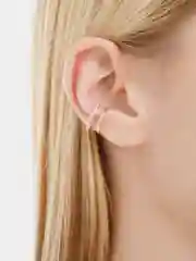 Каффы серьги, серьги женские cо стразами "Double", блестящие, двойной кафф без прокола