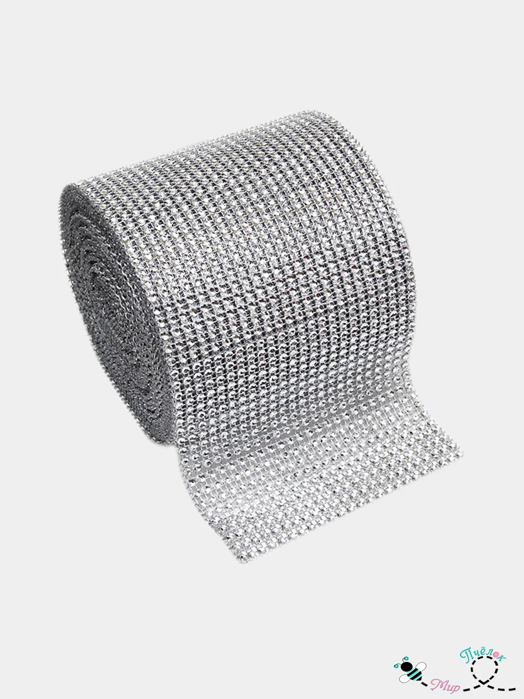 Серебряный лента из страз, 12*100 см