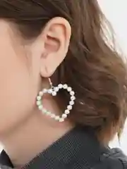 Серьги "Сердце" с искусственным жемчугом