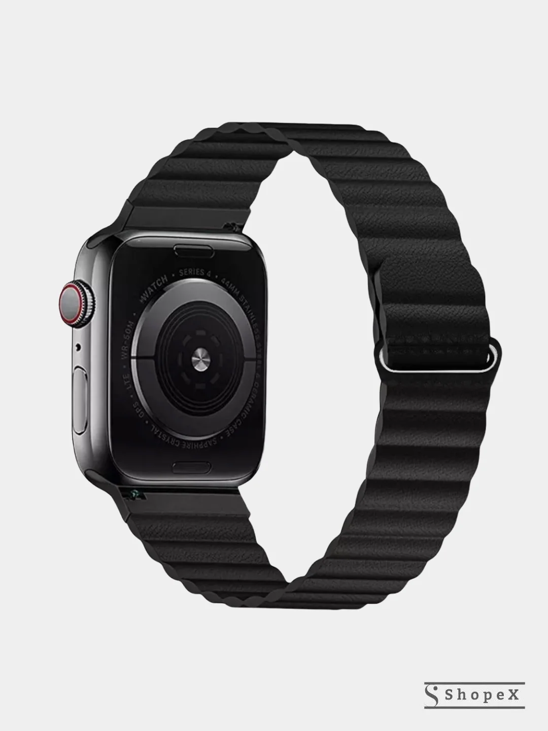 Черный ремешок кожаный для Apple Watch 38/40mm, 42/44mm.