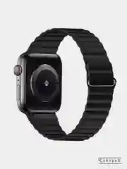 Черный ремешок кожаный для Apple Watch 38/40mm, 42/44mm.