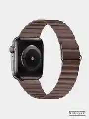 Бежевый меланж ремешок кожаный для Apple Watch 38/40mm, 42/44mm.