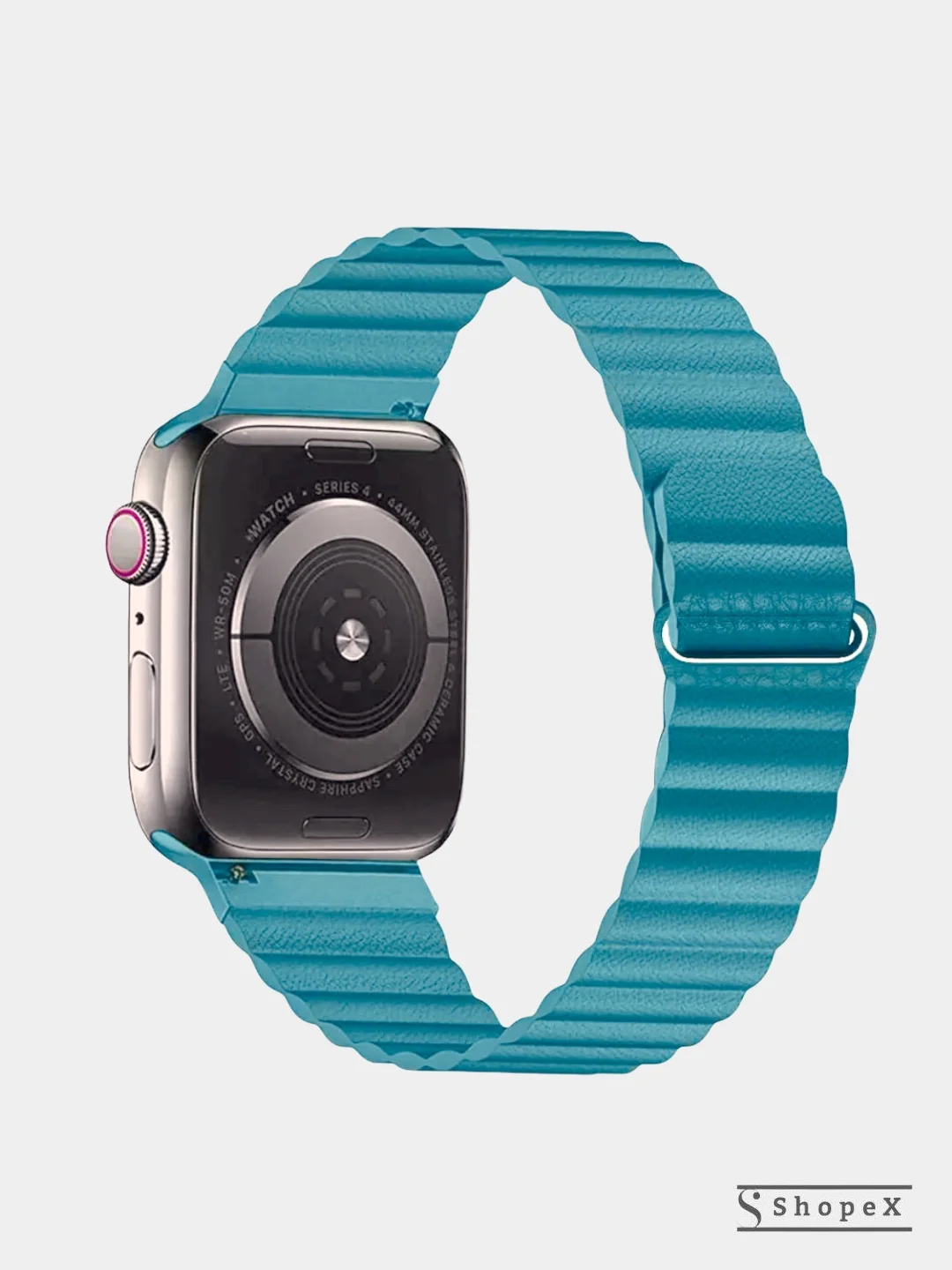 Голубой ремешок кожаный для Apple Watch 38/40mm, 42/44mm.
