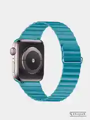 Голубой ремешок кожаный для Apple Watch 38/40mm, 42/44mm.