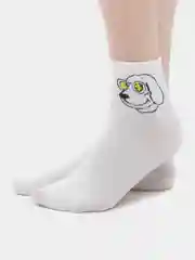 Белый носки унисекс с мультяшками, средней длины