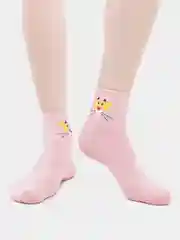 Фуксия носки унисекс с мультяшками, средней длины