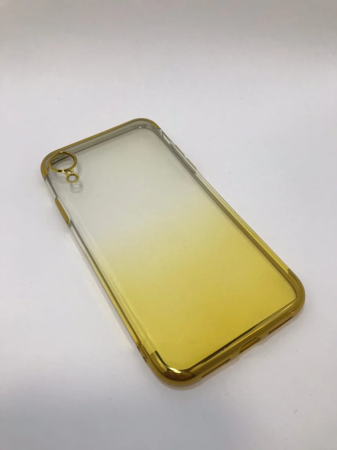 Желтый силиконовый чехол для iPhone XR, золотая окантовка, градиент