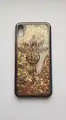 Золотой чехол силиконовый переливающийся с блестками для iPhone
