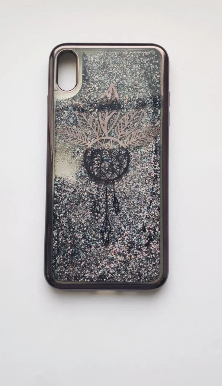 Серебряный чехол силиконовый переливающийся с блестками для iPhone