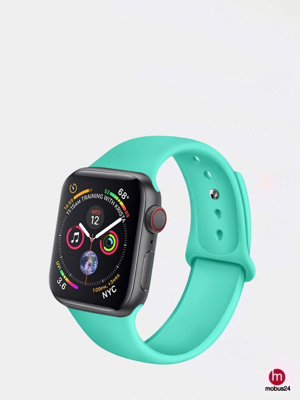 Бирюзовый силиконовый ремешок для Apple Watch 42 мм, 44 мм