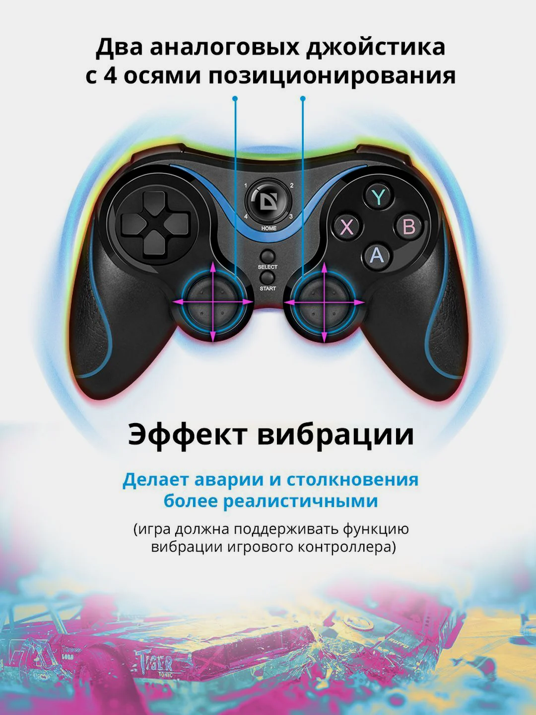 Черный беспроводной геймпад (джойстик)  для телефона USB,Bluetooth,Android,Li-Ion, Крепление