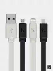 Черный кабель зарядный Hoco X5 (Micro-USB/Type-C/Lightning) для Android и iPhone