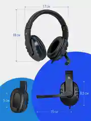 Черный игровые наушники  с микрофоном Defender, черный+синий, кабель 2,5 м
