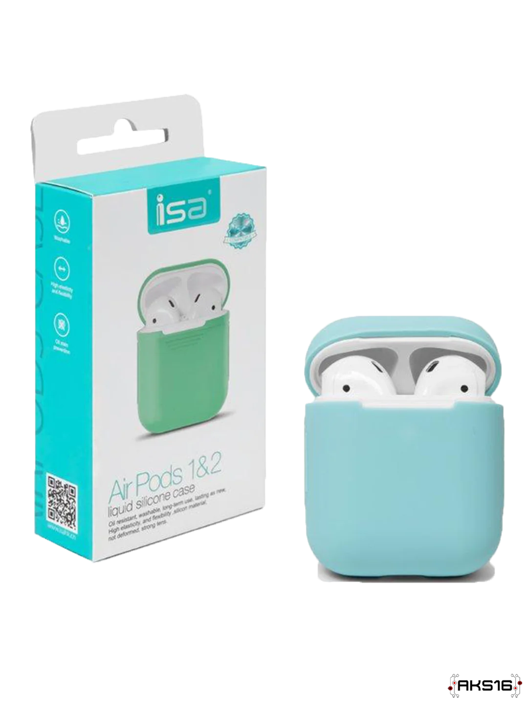 Бирюзовый силиконовый чехол для наушников AirPods 1, 2
