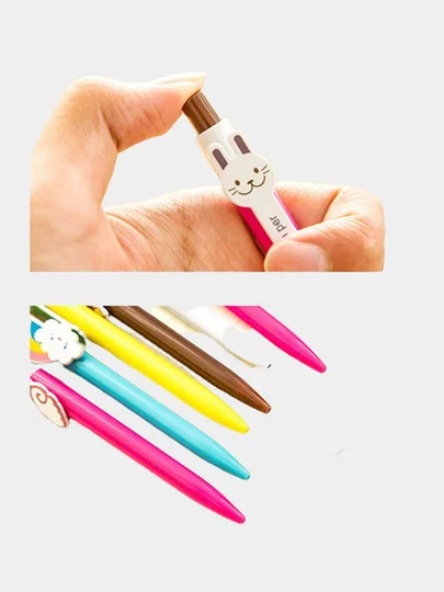 Белый ручка шариковая "Мультфильм"