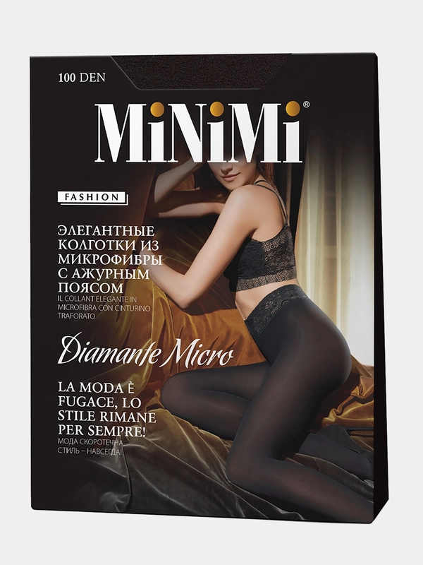 Колготки с ажурным поясом, MiNiMi Diamante Micro, 100 DEN