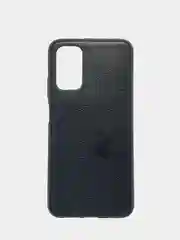 Черный силиконовый чехол накладка для Xiaomi Pocofone M3 с текстурой кожи (под кожу)