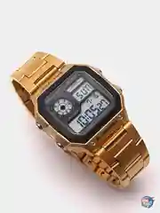 Золотой часы мужские электронные в жестяной коробке SKMEI 1335
