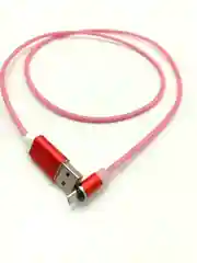 Розовый светящийся 360-градусный круглый магнитный кабель MicroUSB 1А. T4005