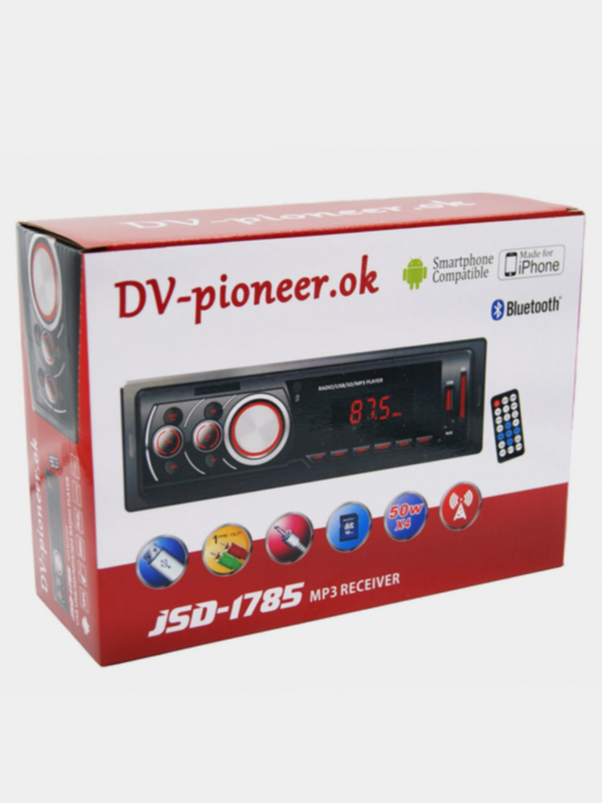 Автомагнитола DV-Pioneeir ok JSD-1785 bluetooth, usb, aux, fm, пульт купить  по цене 1490 ₽ в интернет-магазине KazanExpress