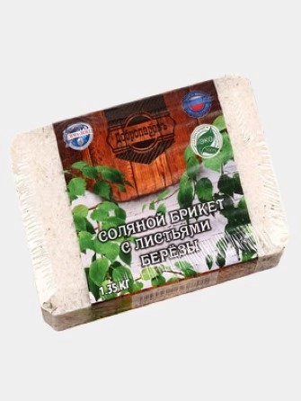 Соляной брикет для бани и сауны, с листьями березы, 1,35 кг