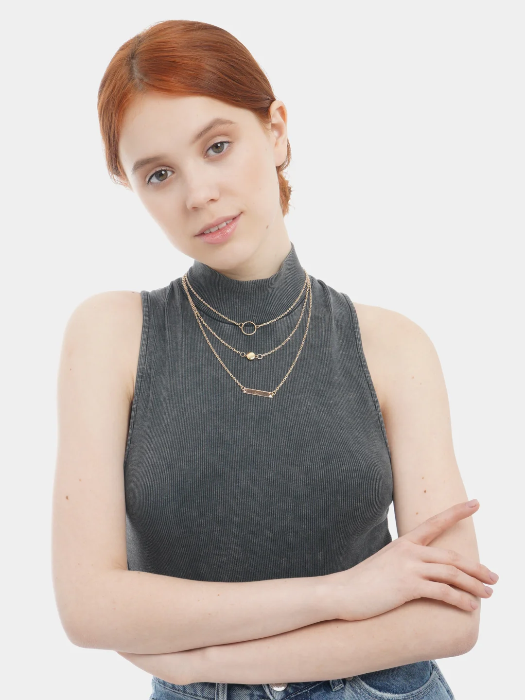 Многослойная цепочка с подвеской, 2 цвета, 36-48 см