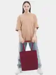 Багровый сумка шоппер, на плечо, хлопок