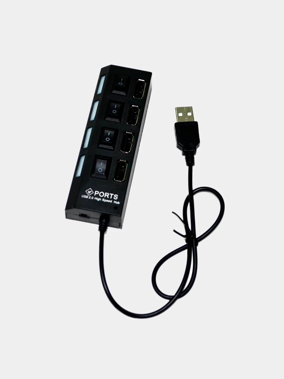 Черный концентратор хаб USB 2.0 на 4 и 7 порта