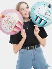 Воздушные шары Happy Birthday, фольгированные шарики, шар на день рождения, 45 см, 4 вида