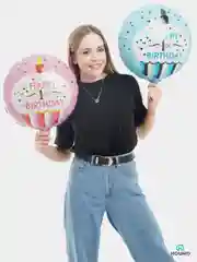 Воздушные шары Happy Birthday, фольгированные шарики, шар на день рождения, 45 см, 4 вида
