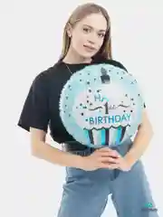 Голубой воздушные шары Happy Birthday, фольгированные шарики, шар на день рождения, 45 см, 4 вида