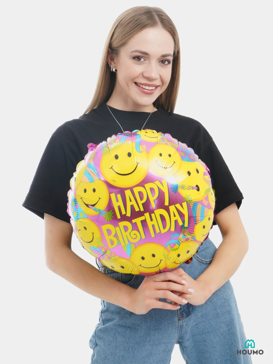 Фуксия воздушные шары Happy Birthday, фольгированные шарики, шар на день рождения, 45 см, 4 вида