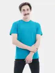 Бирюзовый мужская базовая футболка прямого кроя, хлопок