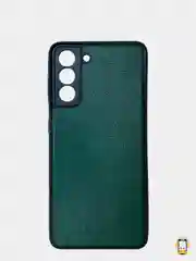 Зеленый чехол Samsung Galaxy S21, Самсунг Галакси С21 силиконовый, иммитация кожи