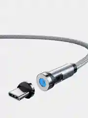 Серебряный usb кабель twitch 2.1 A магнитный для зарядки 2 -х метровые, поворот 180 градусов