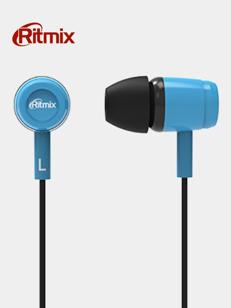Наушники Ritmix RH-020 внутриканальные, синий/чёрный