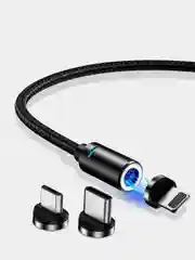 Синий usb кабель для зарядки и передачи данных, магнитный, 1 метр, Quick Charge 3.0 A+ коннектор