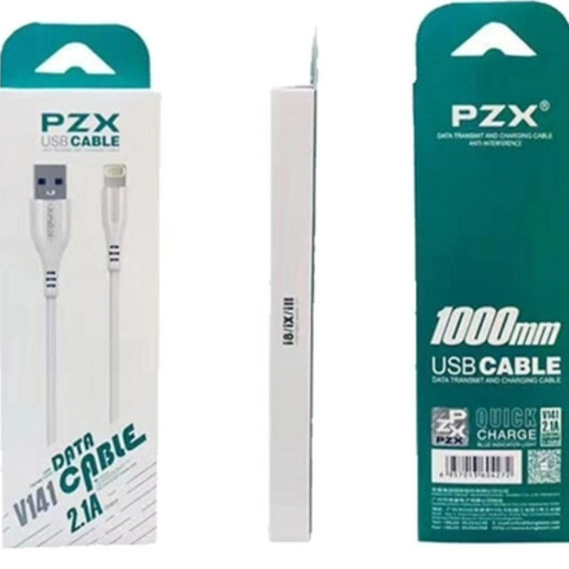 Кабель для зарядки PZX V141 Data Cable 2.1A Ligtning iPhone, белый, 1 метр