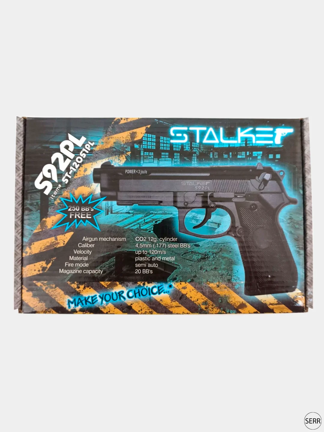 Пневматический пистолет Beretta, Stalker S92PL. Пневматика с баллончиком. Калибр 4.5 мм