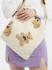 Шоппер плюшевый с принтом медведя