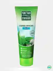 Зеленый скраб-маска для лица против прыщей "Чистая Линия" 3 в 1, 80 мл