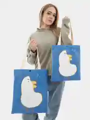 Шоппер, пляжная, тканевая сумка с принтом "WAT?!"