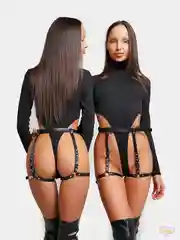 Черный гартеры кожаные, портупея женская, гартеры-подвязки, БДСМ