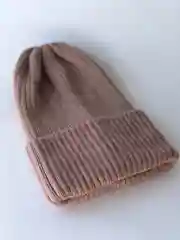 Карамельный шапка женская "Тыковка", вязаная, с отворотом