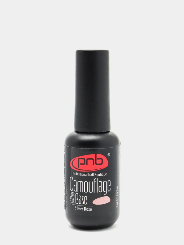 База каучуковая серебристо-розовая, UV/LED Camouflage base Silver Rose, 8 мл, PNB США