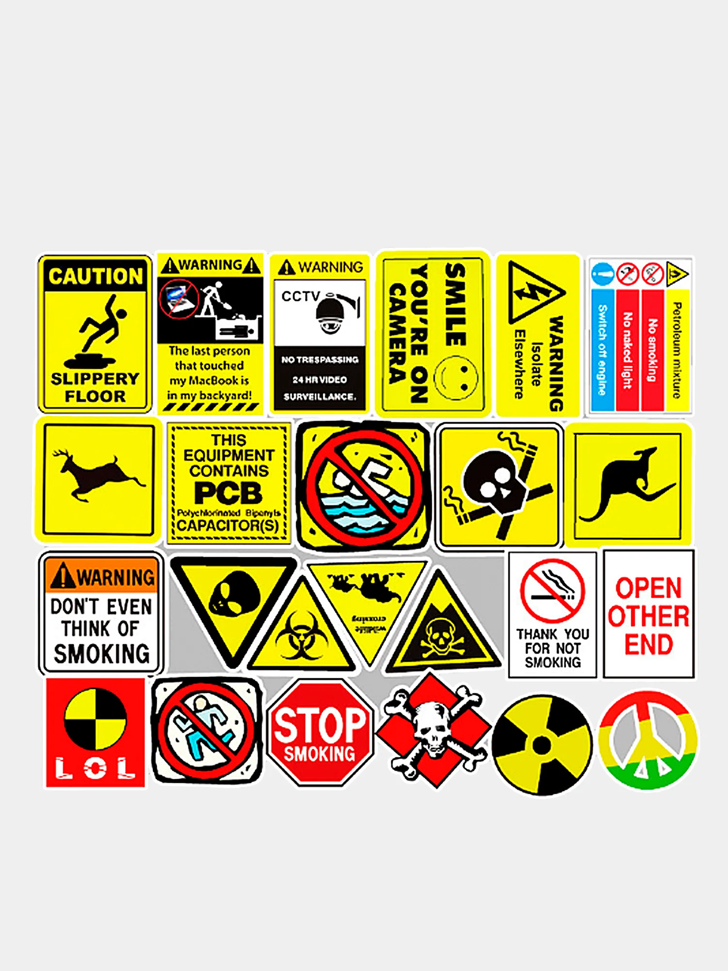 Стикеры "WARNING", 50 штук