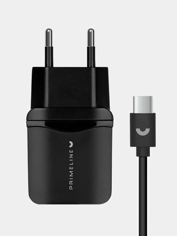 Сетевое зарядное устройство 1USB 1A Prime Line, кабель Type-C, 1.2 м, черный