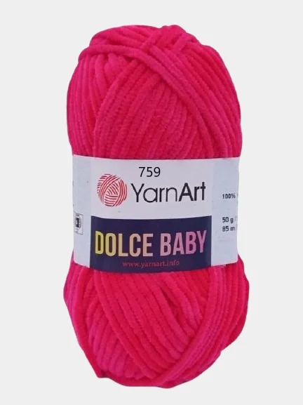Фуксия пряжа YarnArt Dolce Baby, 50 г / 85 м, 100% полиэстер